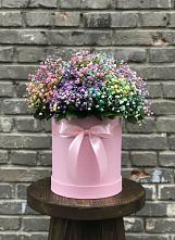 Цветочная композиция из Гипсофила и Розы в шляпной коробке в Спас-Заулок