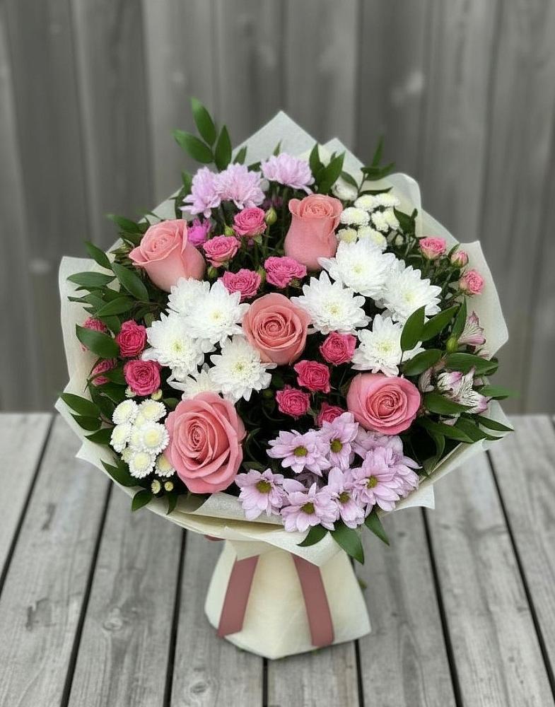 Букет цветов из: Альстромерии, Гвоздики, Розы и Хризантемы в Спас-Заулок