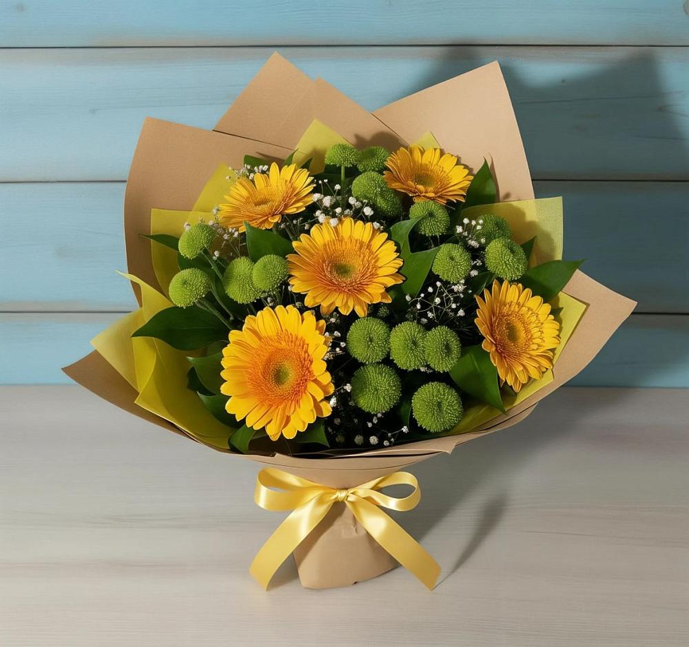 Букет цветов из: Герберы и Хризантемы в Спас-Заулок