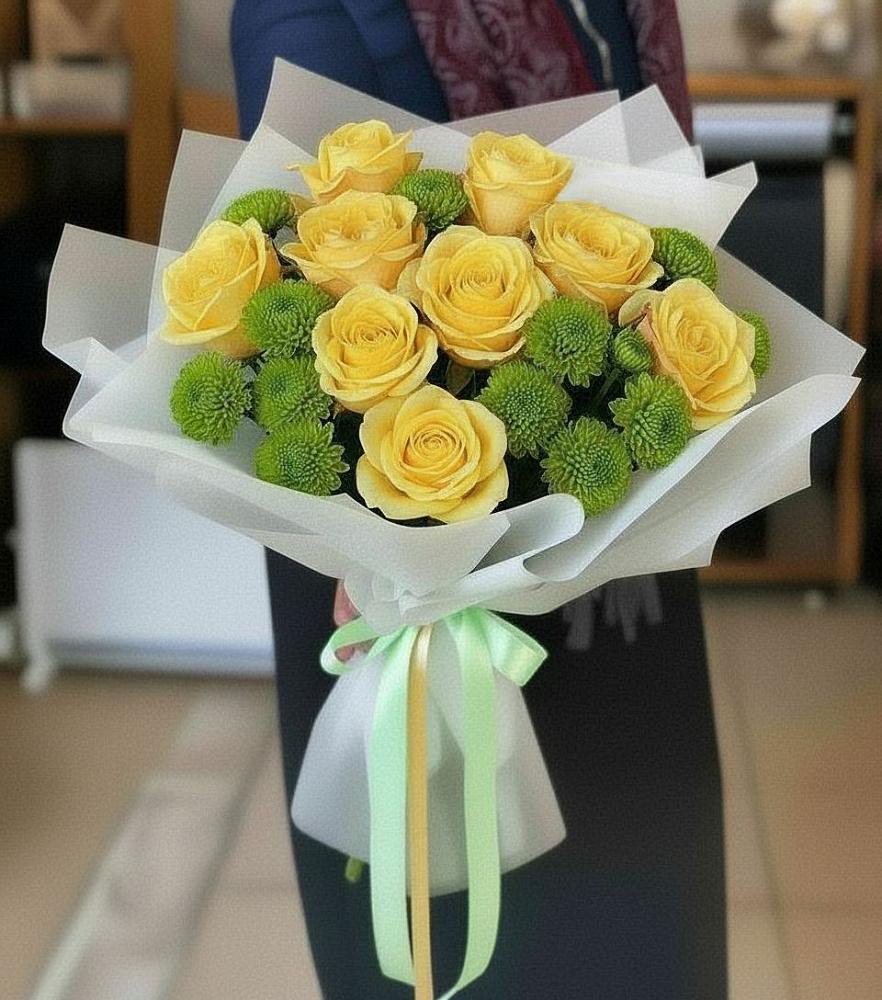 Букет цветов из: Хризантемы и Розы в Спас-Заулок