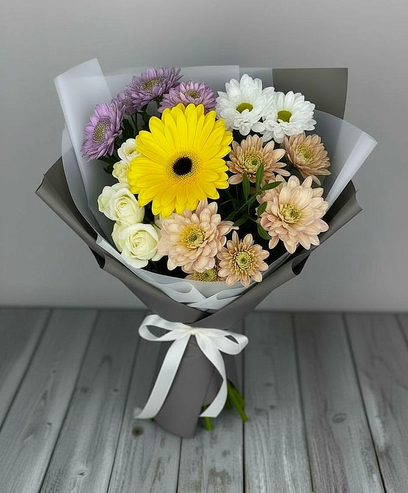 Букет цветов из: Розы, Герберы и Хризантемы в Спас-Заулок