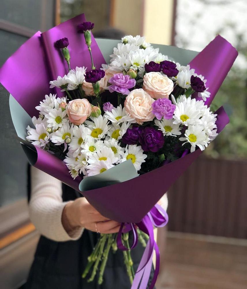 Букет цветов из: Хризантемы, Гвоздики и Розы в Спас-Заулок