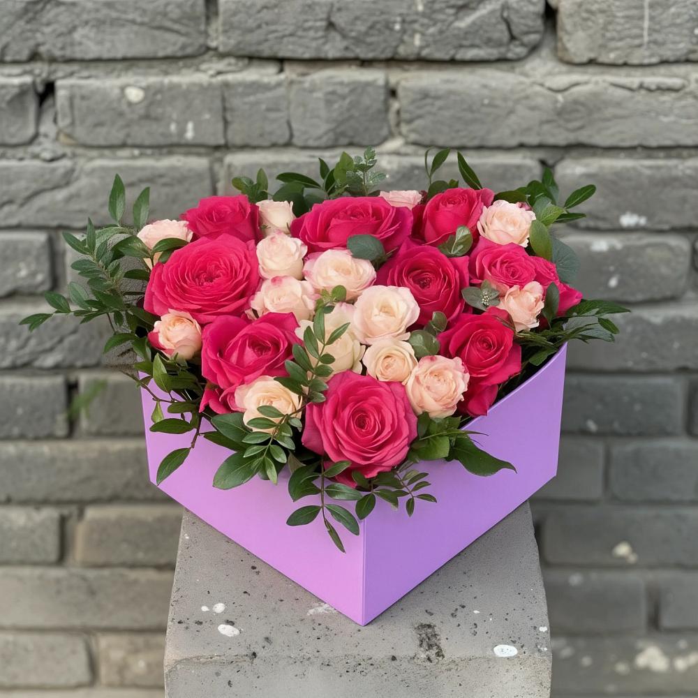 Цветочная композиция из Розы в коробке в Спас-Заулок