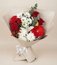 Букет цветов из:  Розы, Хризантемы, Герберы и Лилии в Спас-Заулок