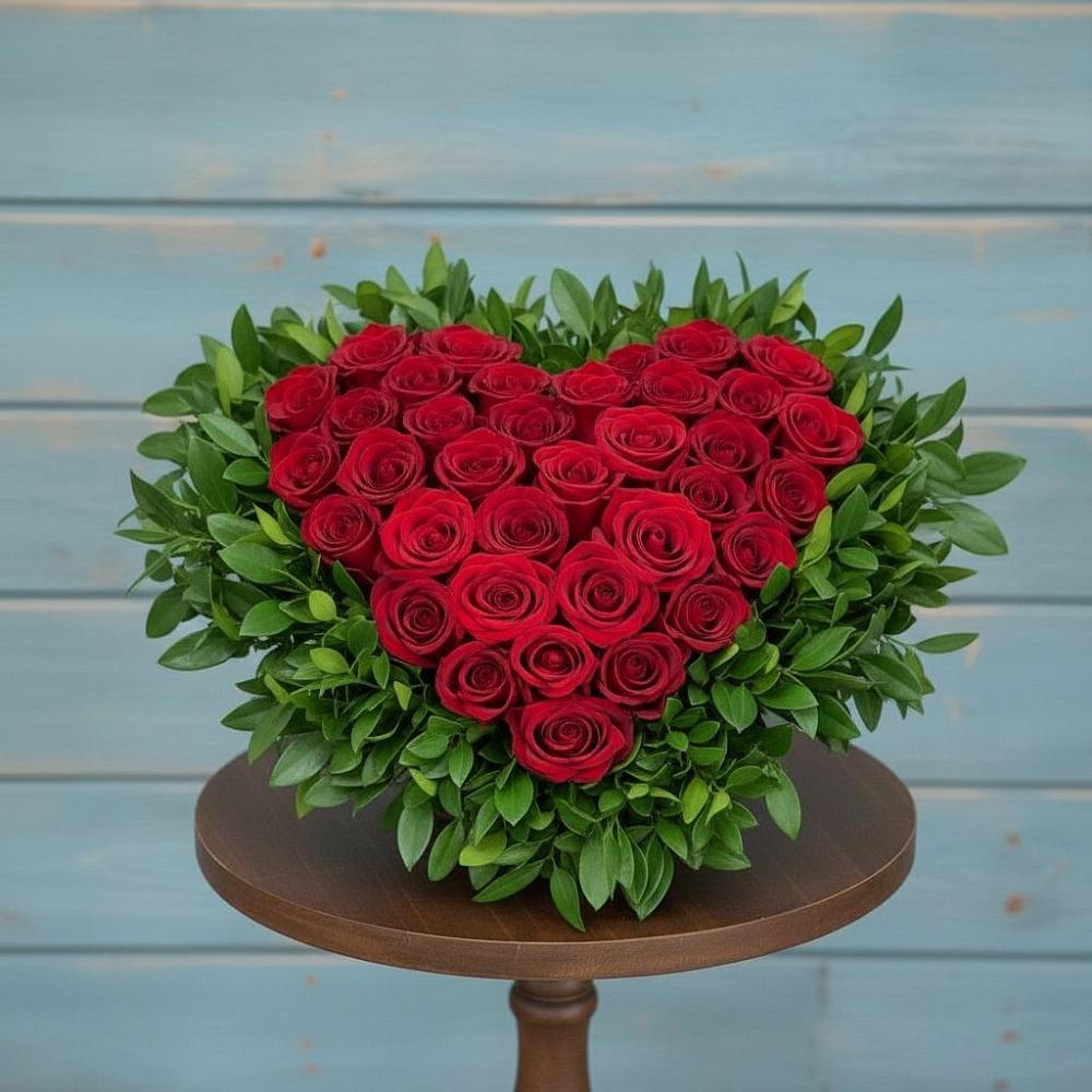 Цветочная композиция из Розы в виде сердца в Спас-Заулок