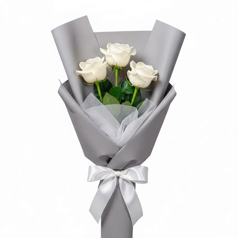 Букет 3 белые розы в Спас-Заулок