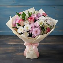 Букет цветов из:  Хризантемы, Альстромерии и Розы в Спас-Заулок