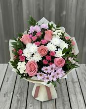 Букет цветов из:  Альстромерии, Гвоздики, Розы и Хризантемы в Спас-Заулок
