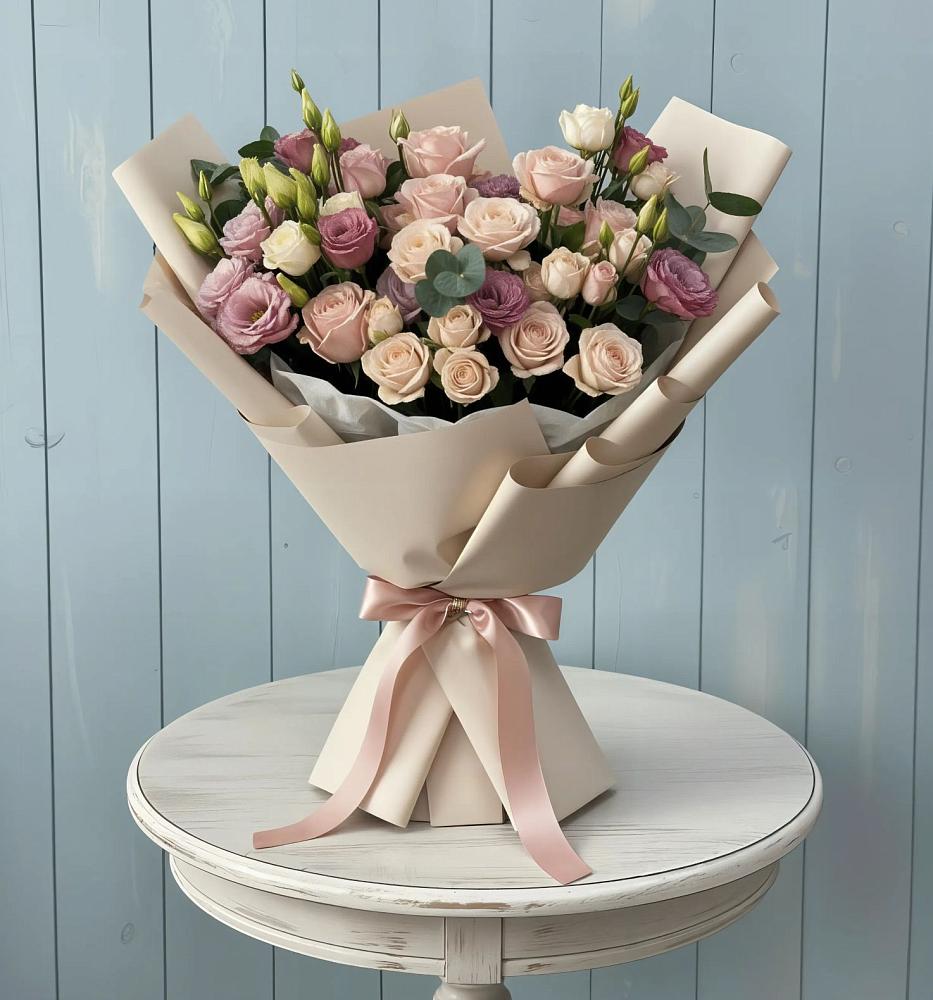 Букет цветов из: Розы и Лизиантусы в Спас-Заулок