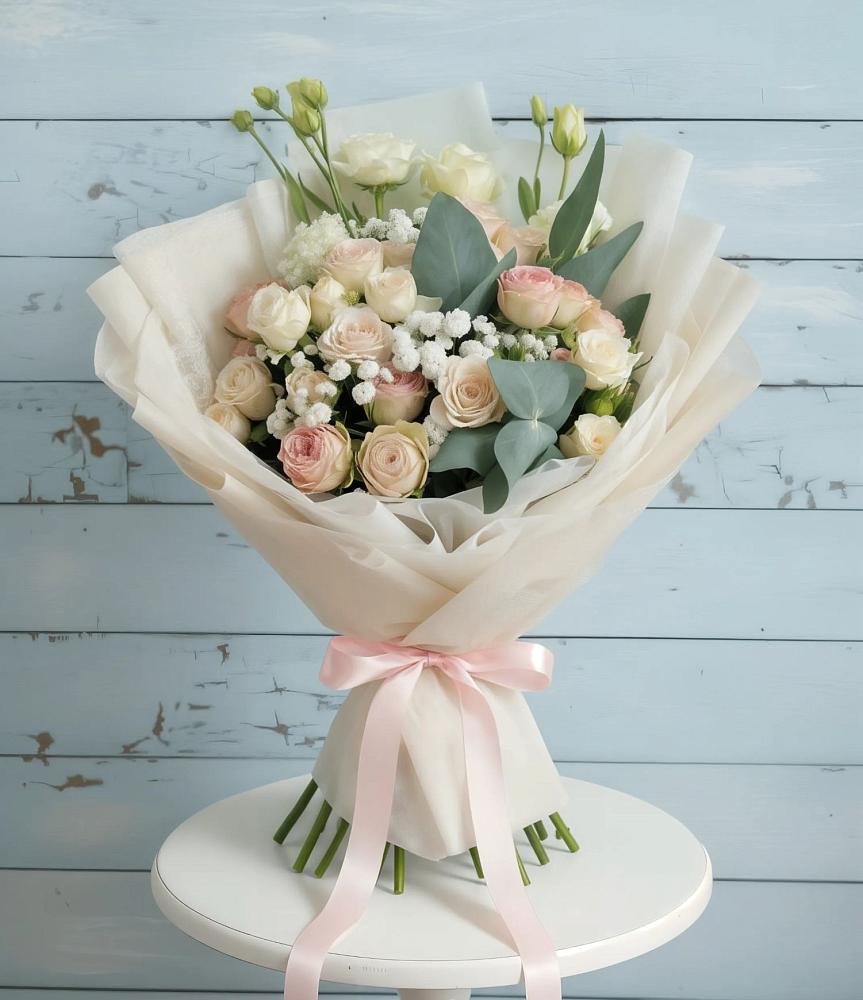 Букет цветов из: Розы и Лизиантусы в Спас-Заулок