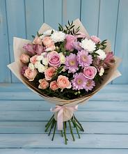 Букет цветов из:  Хризантемы, Розы и Альстромерии в Спас-Заулок