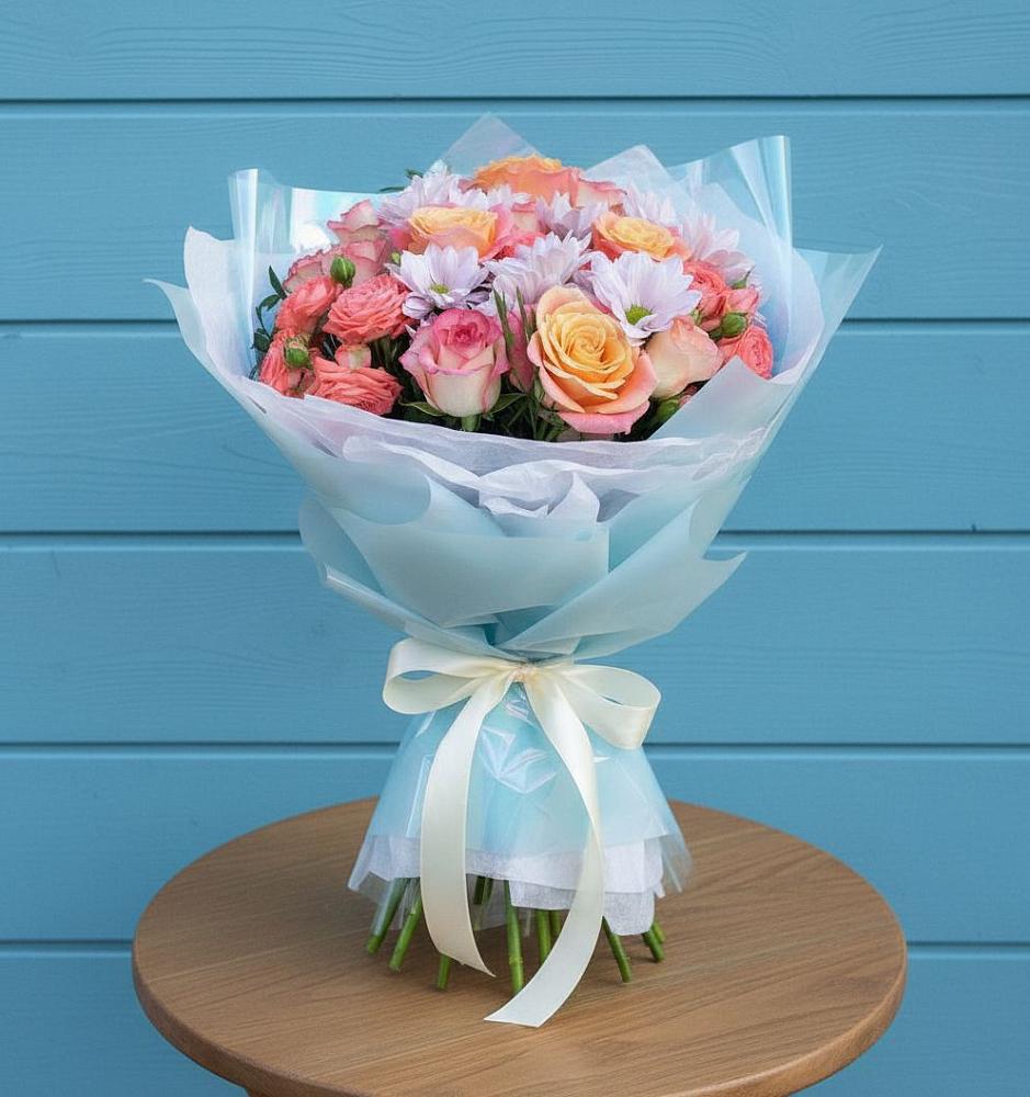 Букет цветов из: Хризантемы и Розы в Спас-Заулок