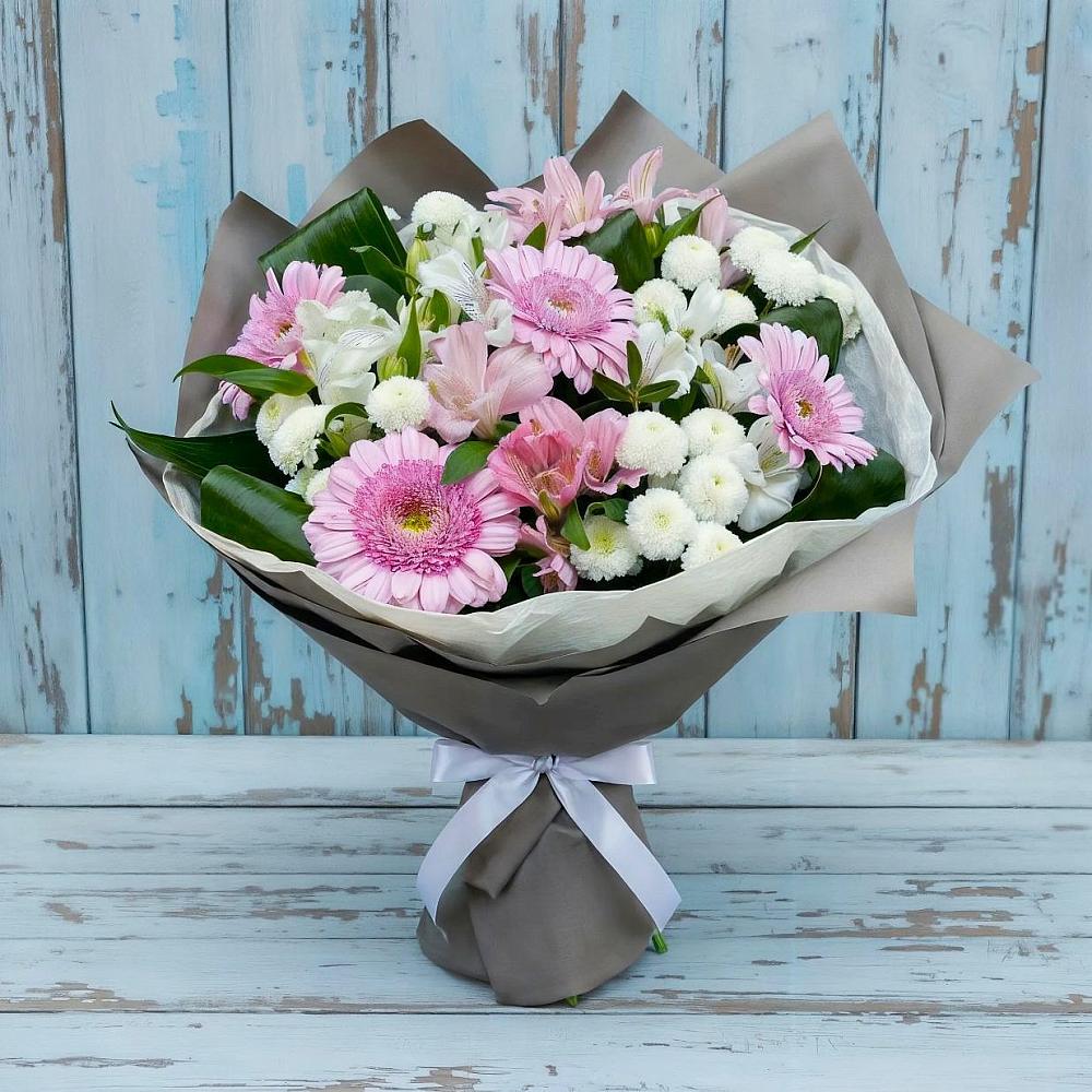 Букет цветов из: Герберы, Альстромерии и Хризантемы в Спас-Заулок