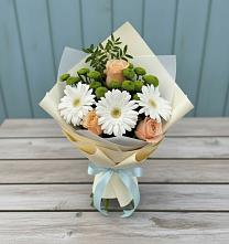Букет цветов из:  Герберы, Розы и Хризантемы в Спас-Заулок
