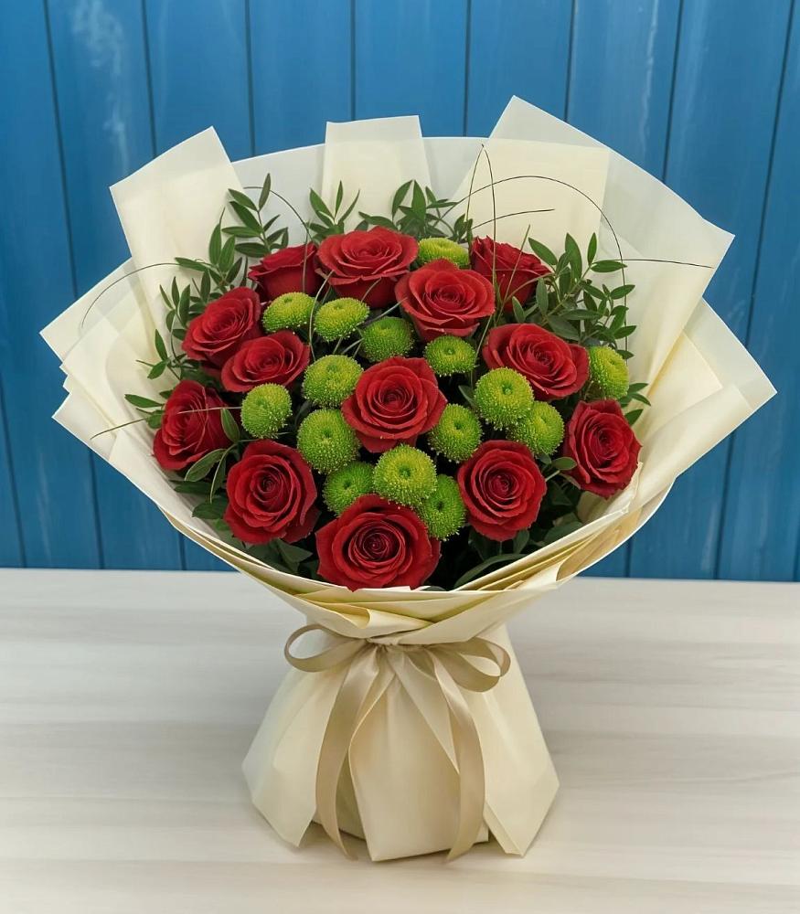 Букет цветов из: Розы и Хризантемы в Спас-Заулок