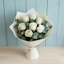 Букет Белые розы в Эвкалипте в Спас-Заулок