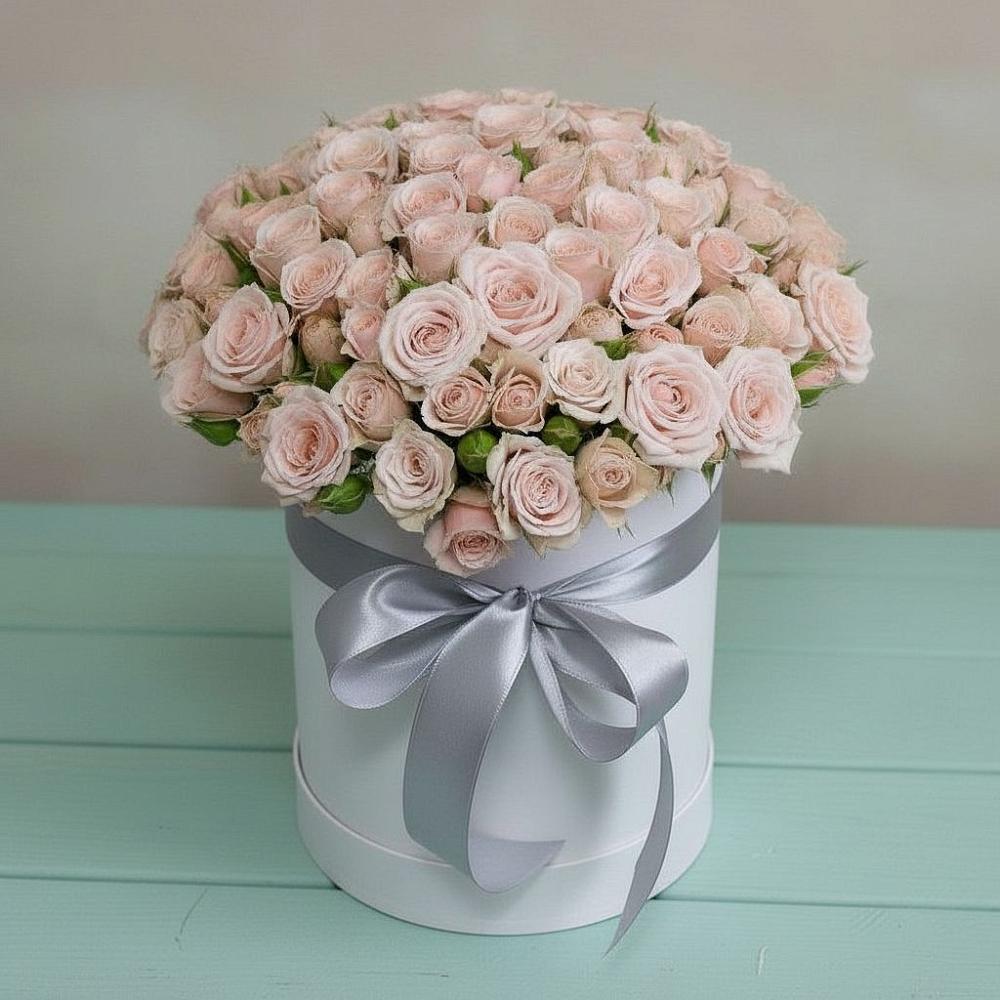 Цветочная композиция из Розы в шляпной коробке в Спас-Заулок